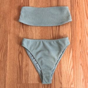 High waisted strapless bikini set.